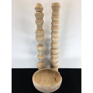 Small Hand Made Wooden Bowl with 2 Wooden Dows